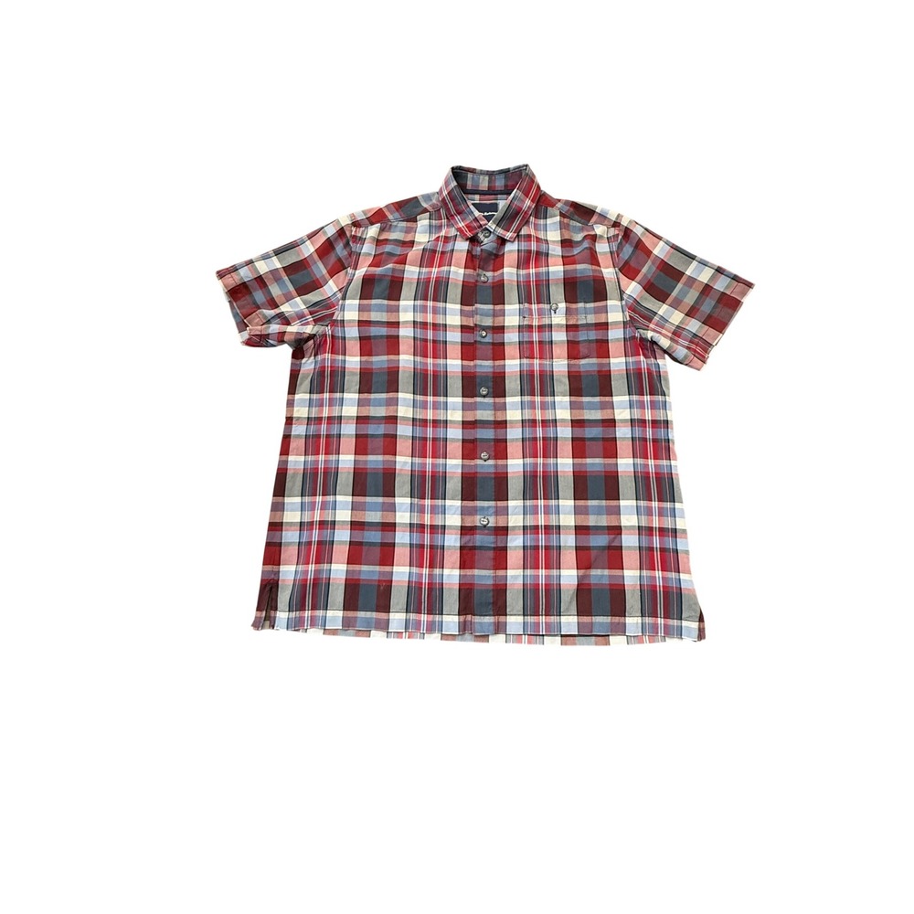 Tommy Bahama Mens Silk Plaid Camp Shirt Short Sleeve Button Up Casual Resort